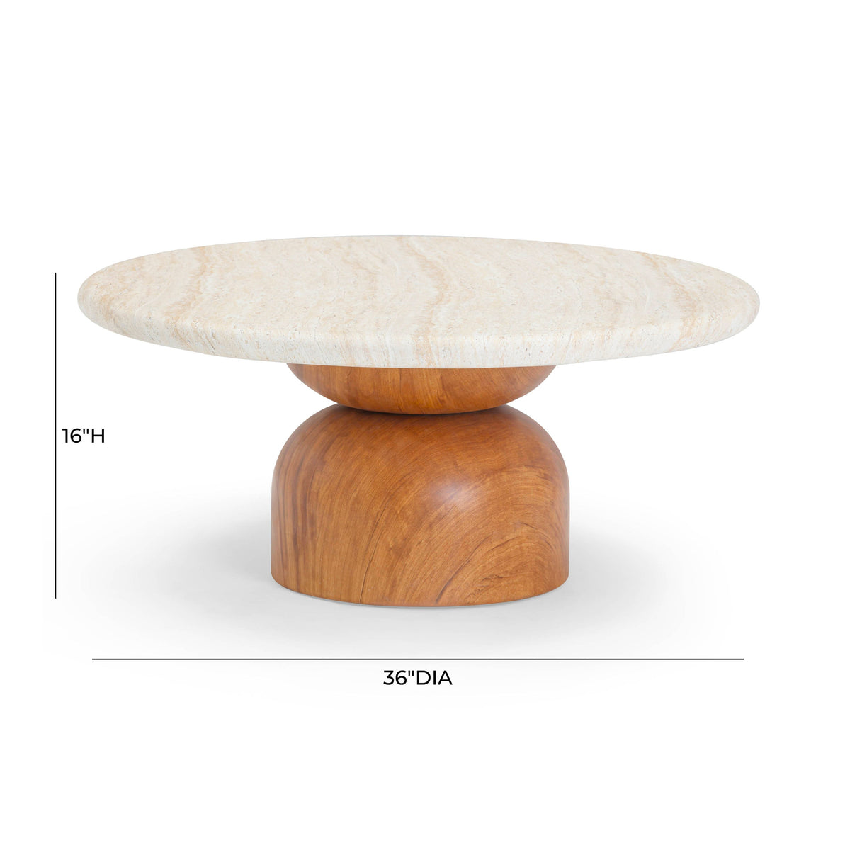 Cynthia 36" Faux Travertine Concrete Indoor/Outdoor Coffee Table by TOV Furniture – photo 7 of 8
