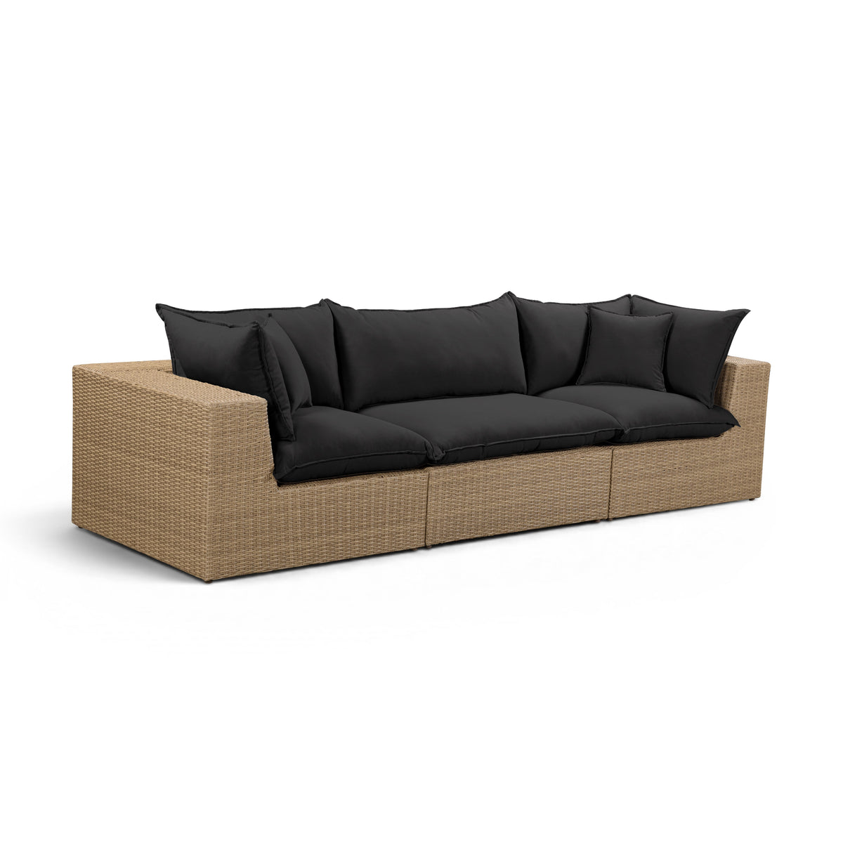 Cali Black Fabric & Brown Wicker Modular Outdoor Sofa by TOV Furniture – photo 2 of 6