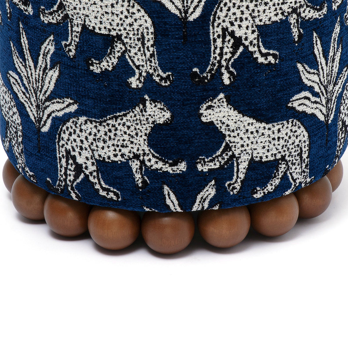 Dex Blue Leopard Jacquard Ottoman by TOV Furniture – photo 2 of 5