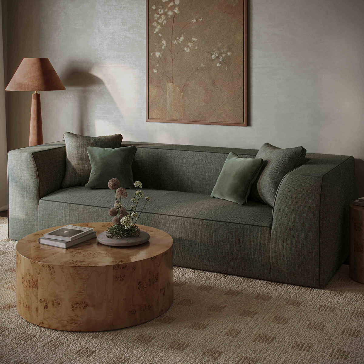 Tristine 96" Olive Green Upcycled Performance Basketweave Sofa by TOV Furniture – photo 7 of 7