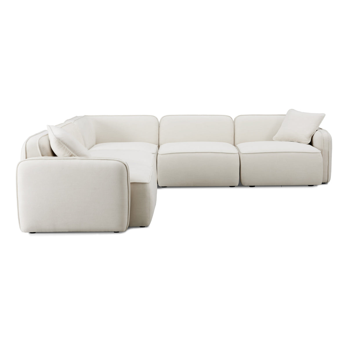 Travie 5-Piece Sand Upcycled Performance Linen Modular L-Sectional by TOV Furniture – photo 3 of 7