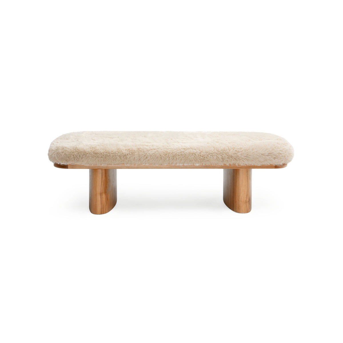 Ollie Natural Contract-Grade Straight Vegan Shearling Large Bench by TOV Furniture – photo 3 of 7