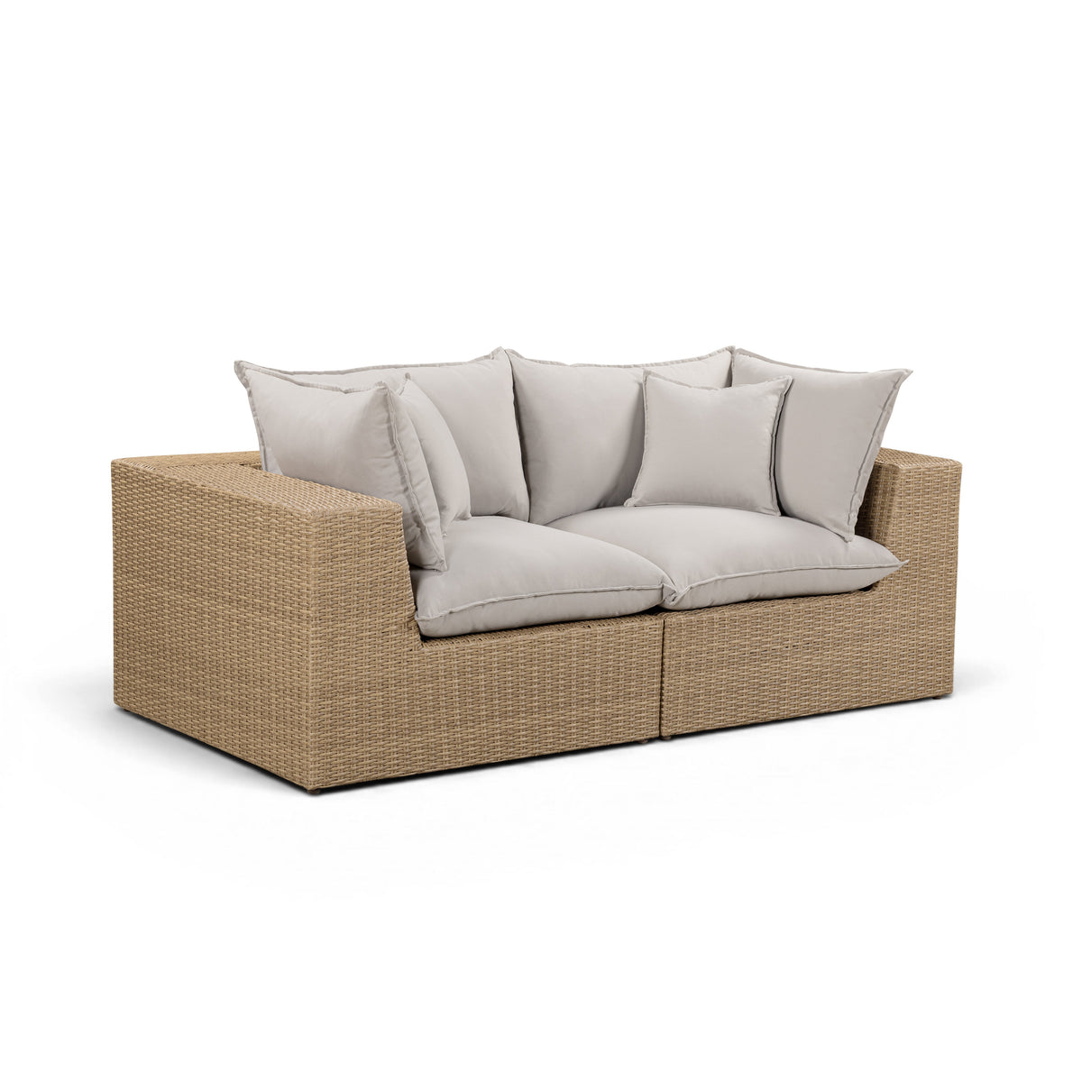 Cali Light Gray Fabric & Brown Wicker Modular Outdoor Loveseat by TOV Furniture – photo 2 of 5