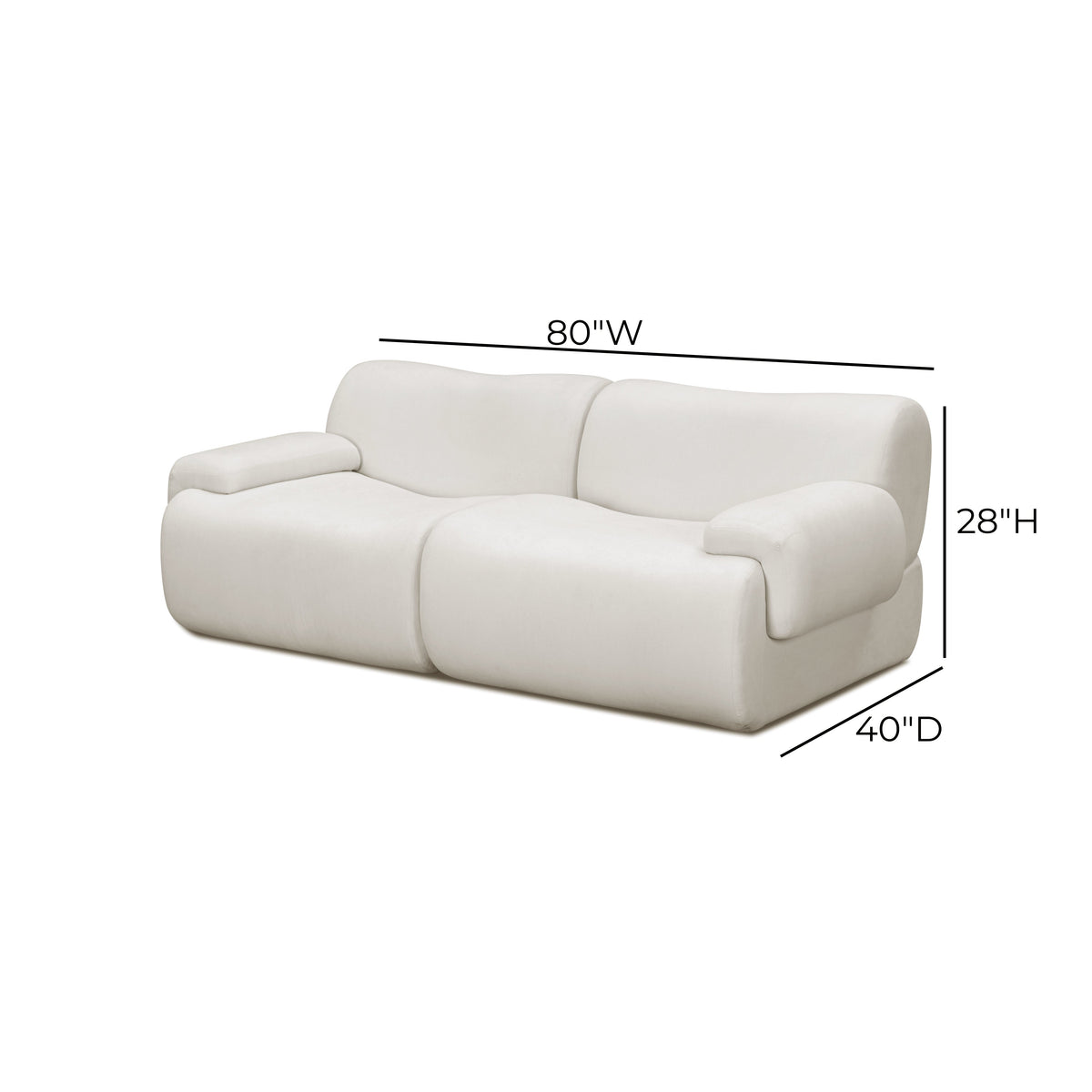 Zenith Cream Upcycled Contract-Grade Fabric Modular Loveseat by TOV Furniture – photo 7 of 7