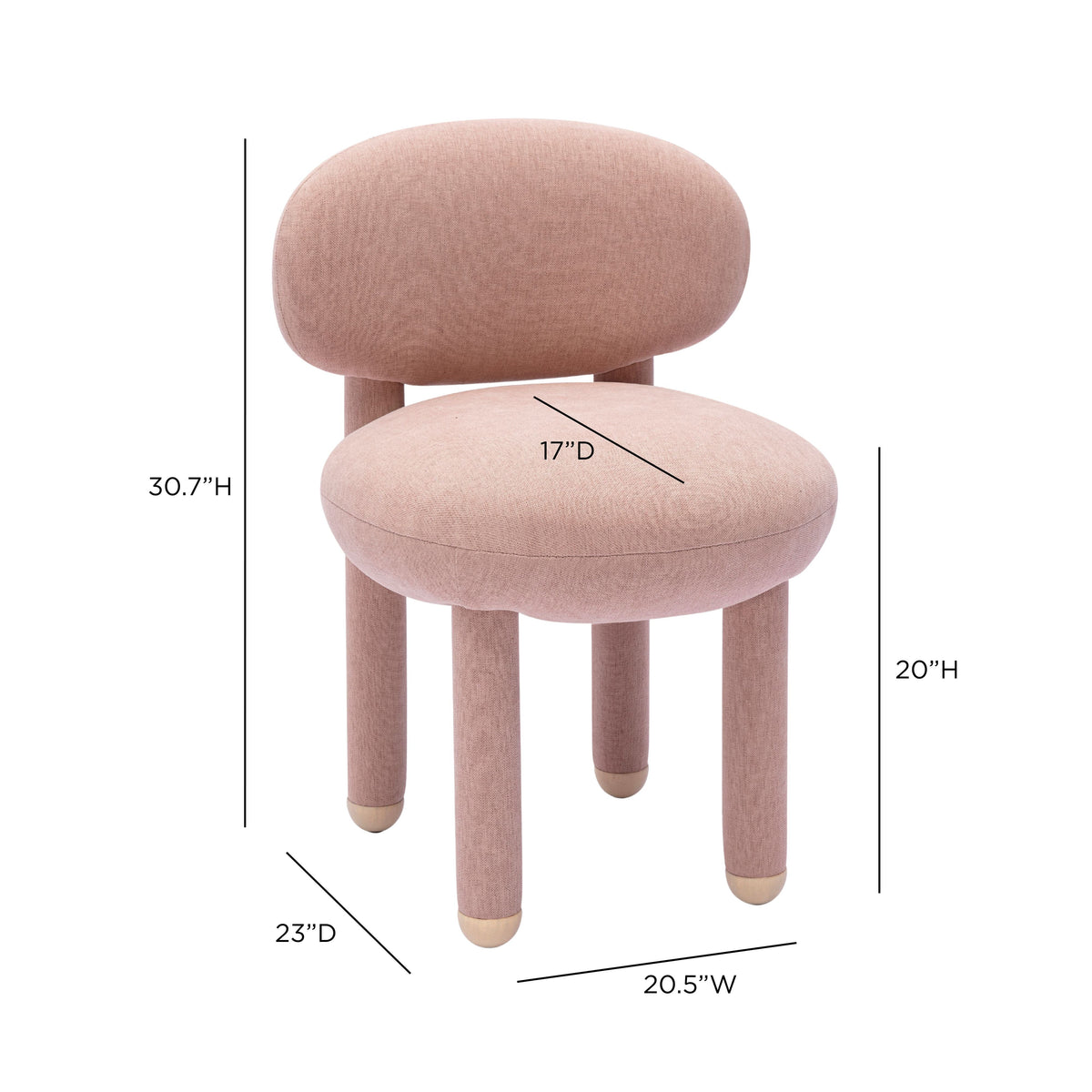 Manu Light Pink Performance Chenille Dining Chair by TOV Furniture – photo 7 of 7