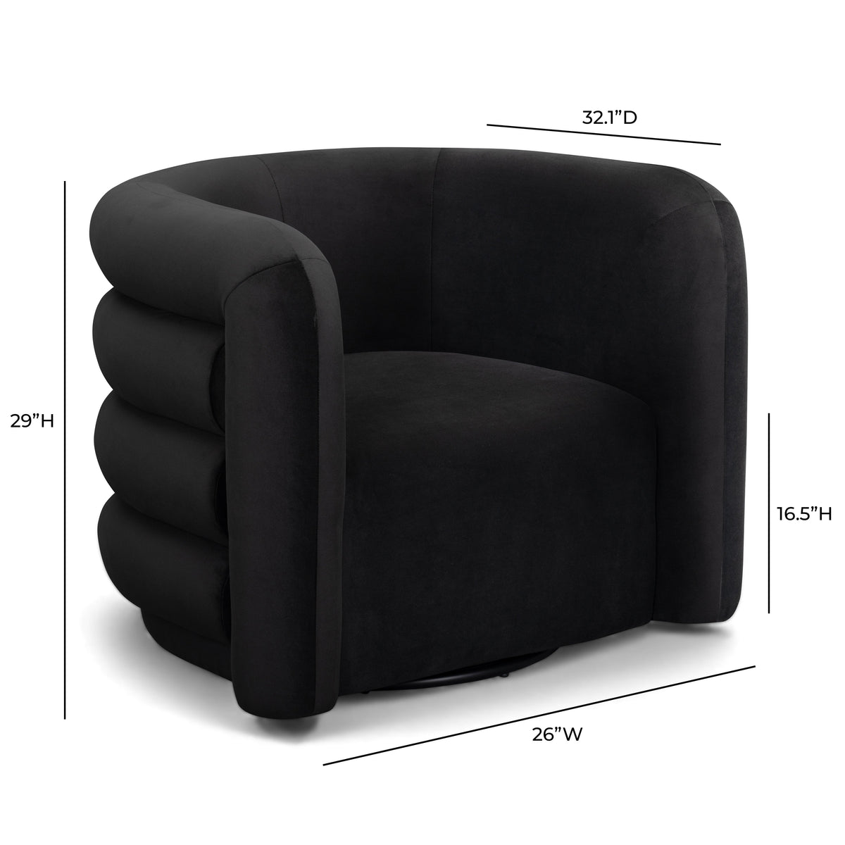 Curves Black Velvet Swivel Accent Chair by TOV Furniture – photo 8 of 8