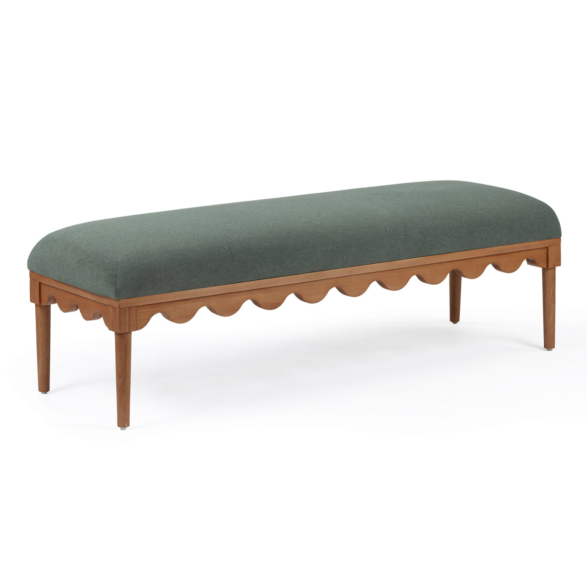 Oodle 56.5" Green Vegan Mohair Bench in Walnut by TOV Furniture – photo 1 of 5