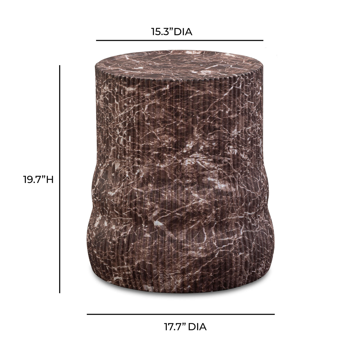 Cilla Red Faux Levanto Marble Indoor/Outdoor Concrete Side Table by TOV Furniture – photo 6 of 6