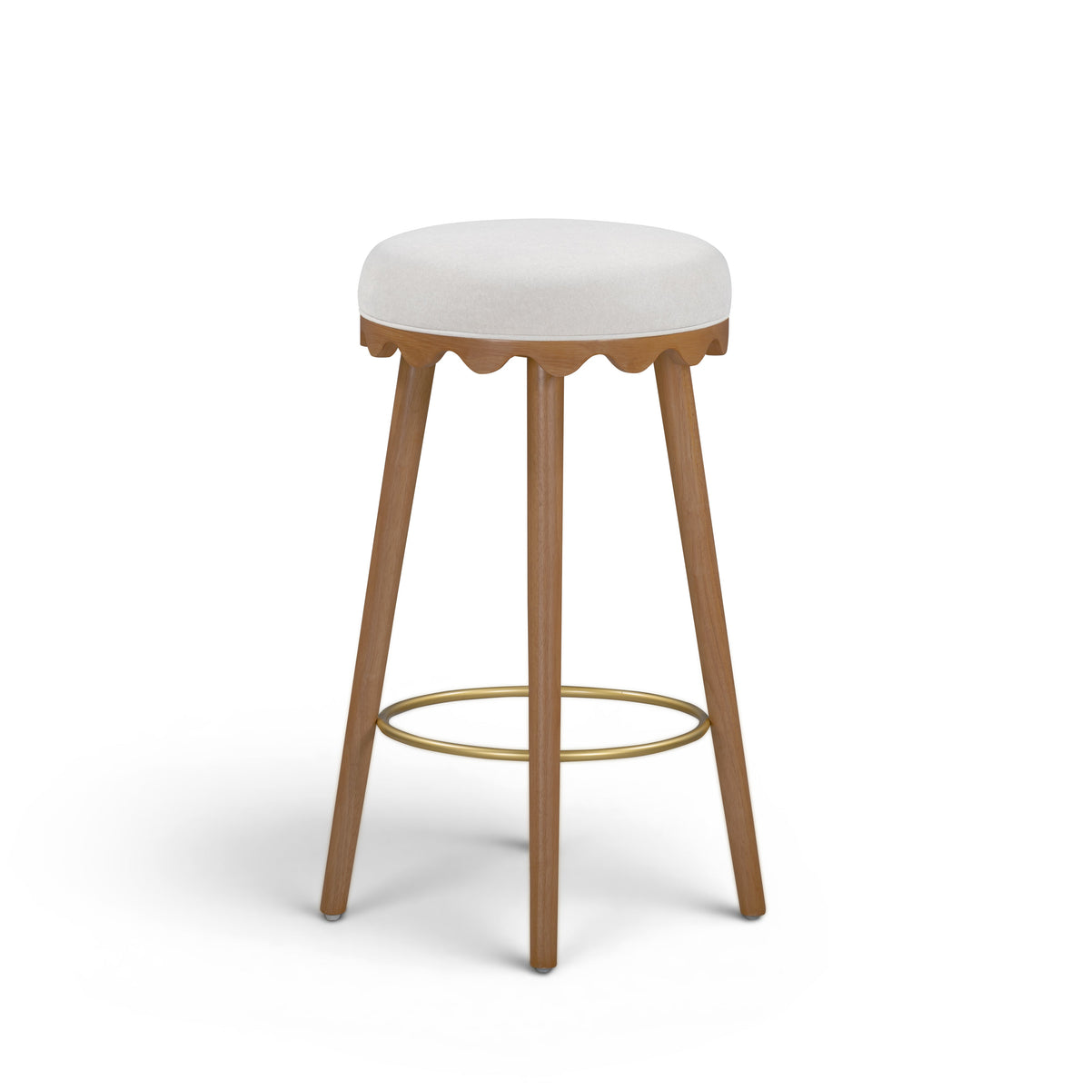 Oodle Cream Performance Vegan Mohair Light Walnut Bar Stool by TOV Furniture – photo 1 of 6