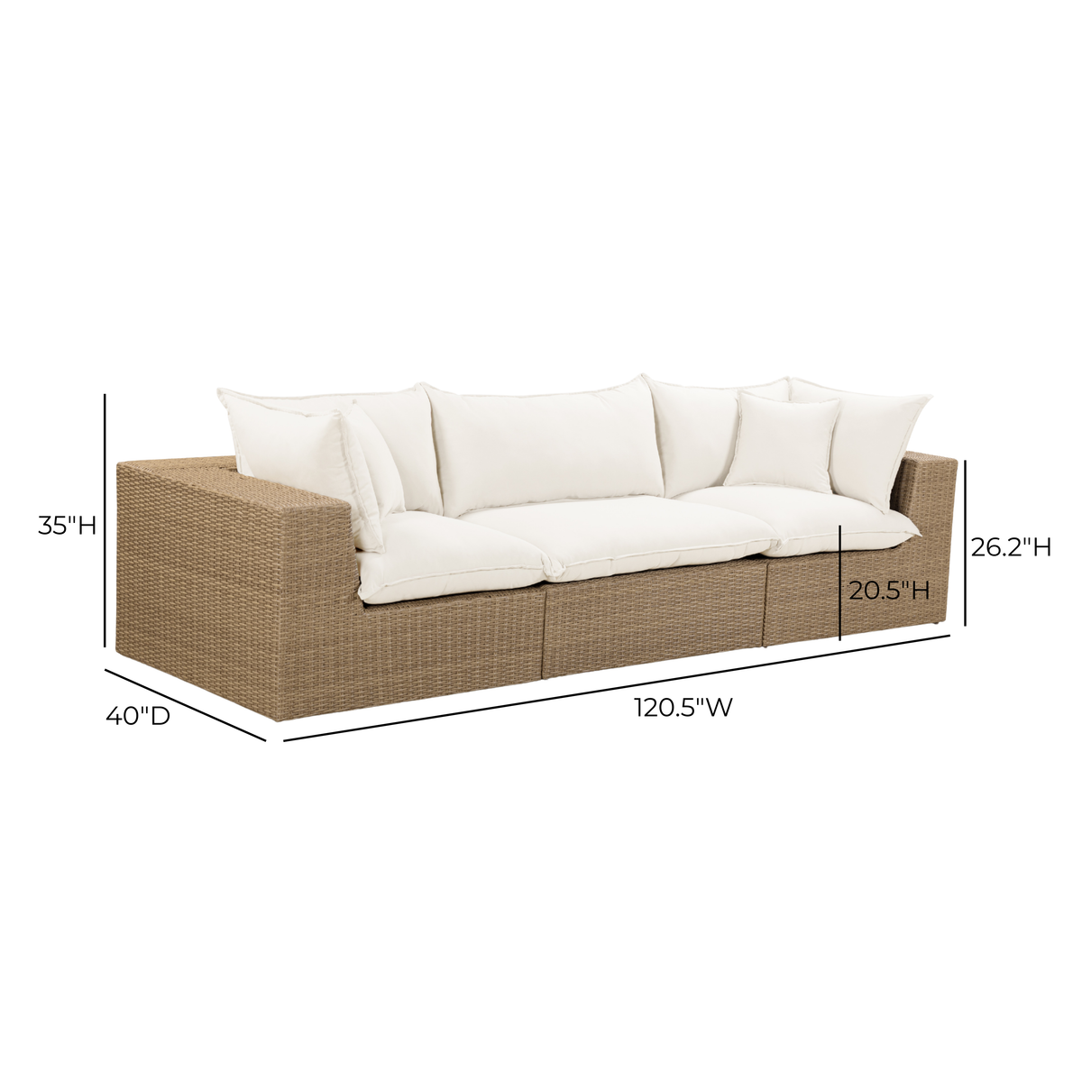 Cali Natural Performance Fabric & Brown Wicker Modular Outdoor Sofa by TOV Furniture – photo 6 of 6