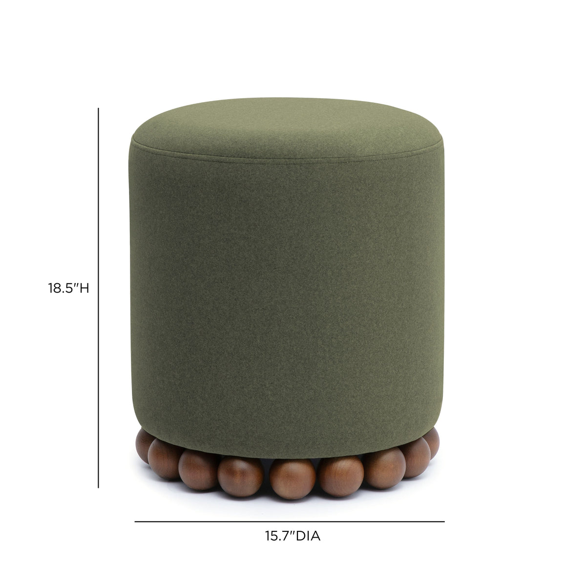 Dex Dark Olive Green Performance Vegan Mohair Ottoman by TOV Furniture – photo 6 of 7