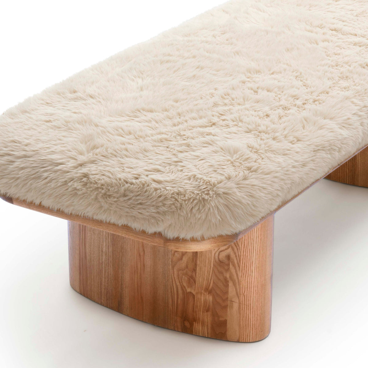 Ollie Natural Contract-Grade Straight Vegan Shearling Large Bench by TOV Furniture – photo 5 of 7