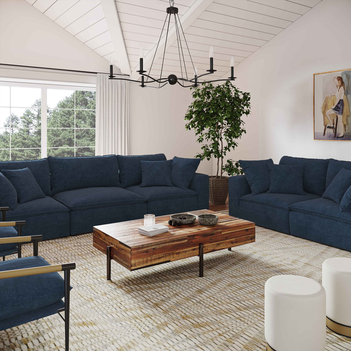 Cali 80" Navy Performance Fabric Modular Loveseat by TOV Furniture – photo 2 of 7