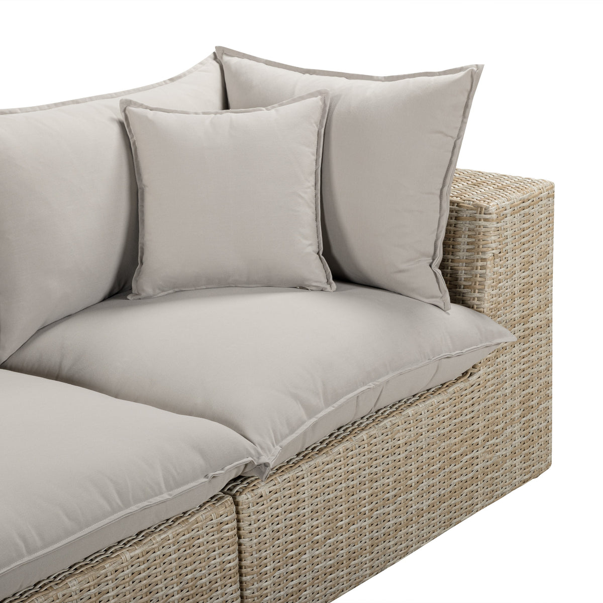 Cali Light Gray Fabric & Natural Wicker Modular Outdoor Sofa by TOV Furniture – photo 5 of 6