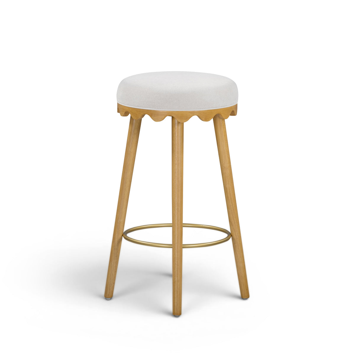 Oodle Cream Performance Vegan Mohair Natural Bar Stool by TOV Furniture – photo 1 of 6