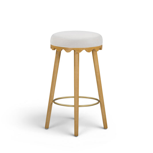 Oodle Cream Performance Vegan Mohair Natural Bar Stool by TOV Furniture – photo 1 of 6