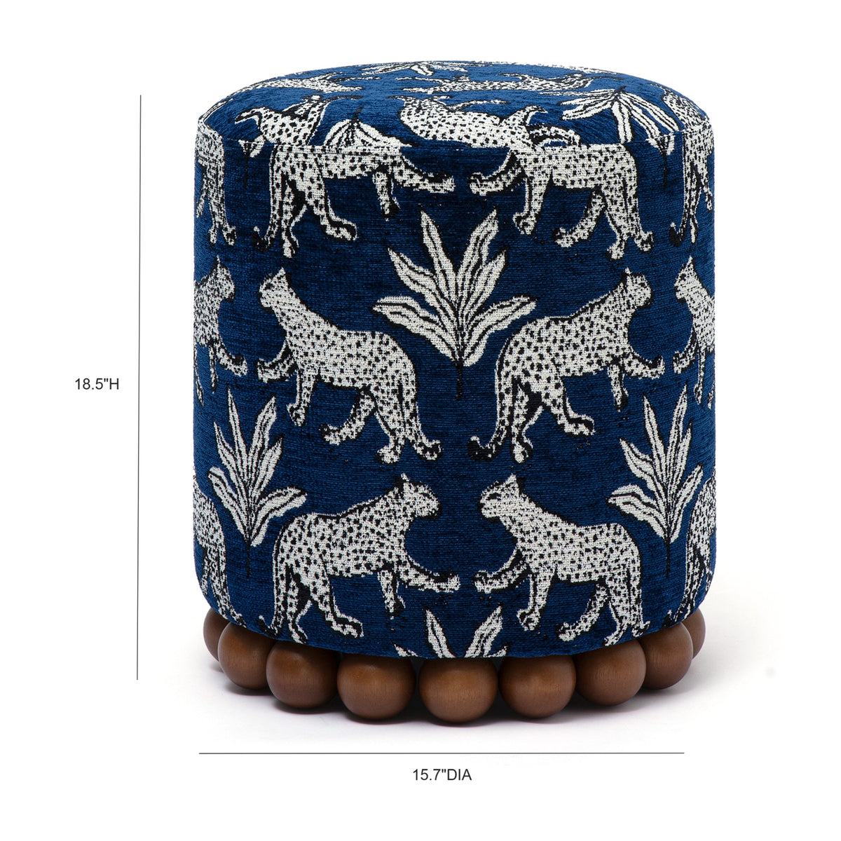 Dex Blue Leopard Jacquard Ottoman by TOV Furniture – photo 4 of 5