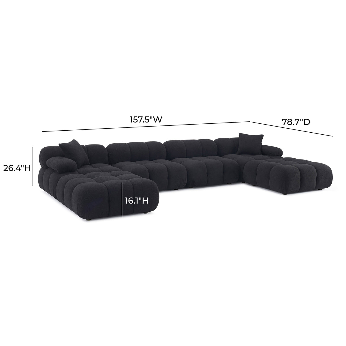 Calliope Black Performance Vegan Shearling 6-piece Modular U-Sectional by TOV Furniture – photo 7 of 7