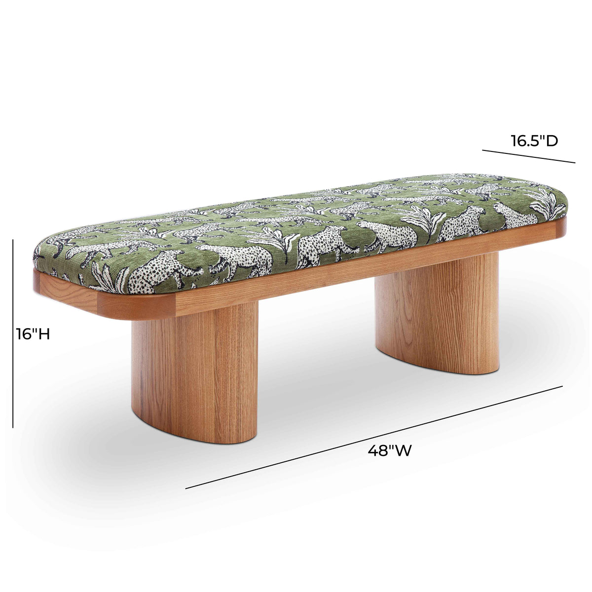 Ollie 48" Olive Green Leopard Performance Jacquard Bench by TOV Furniture – photo 7 of 8
