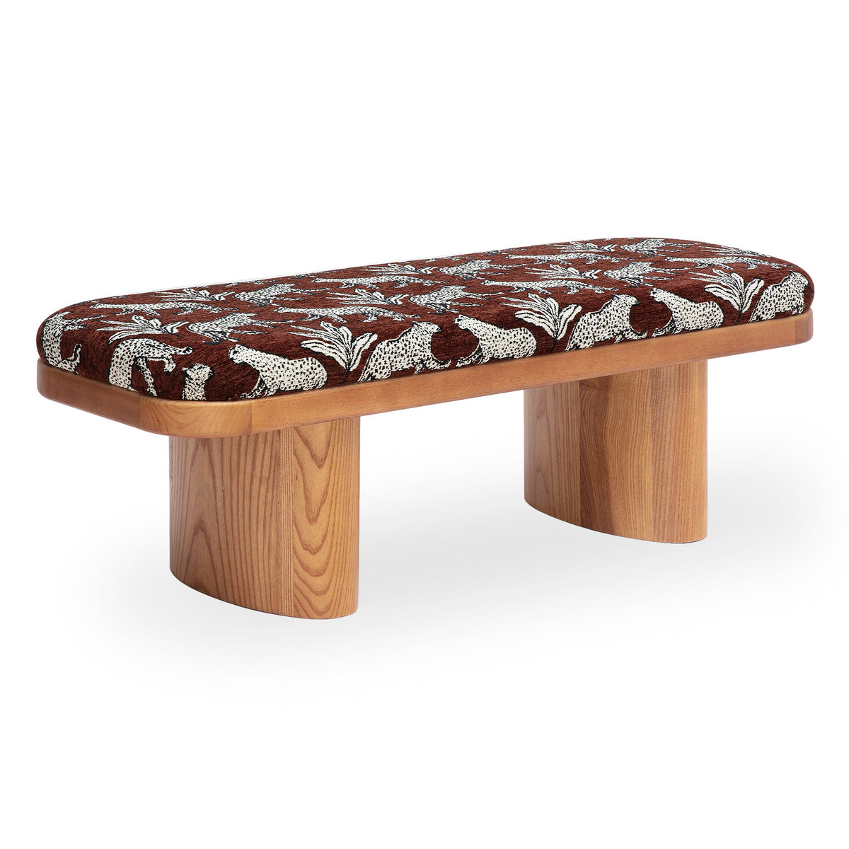 Ollie 48" Brown Leopard Jacquard Bench by TOV Furniture – photo 3 of 7