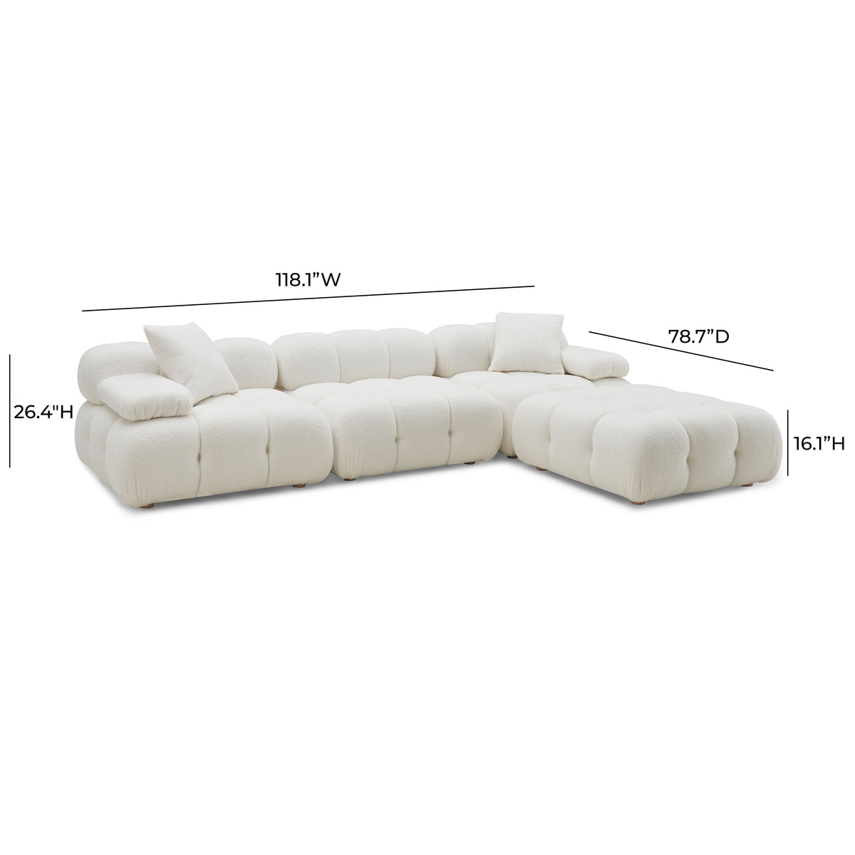Calliope Cream Performance Vegan Shearling 4-piece Modular Sectional by TOV Furniture – photo 9 of 9