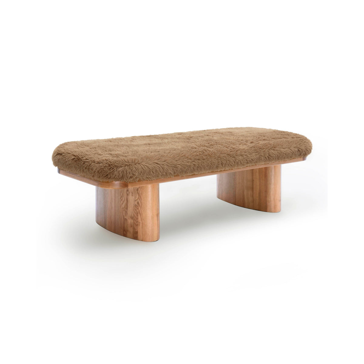Ollie Taupe Contract-Grade Straight Vegan Shearling Large Bench by TOV Furniture – photo 1 of 7