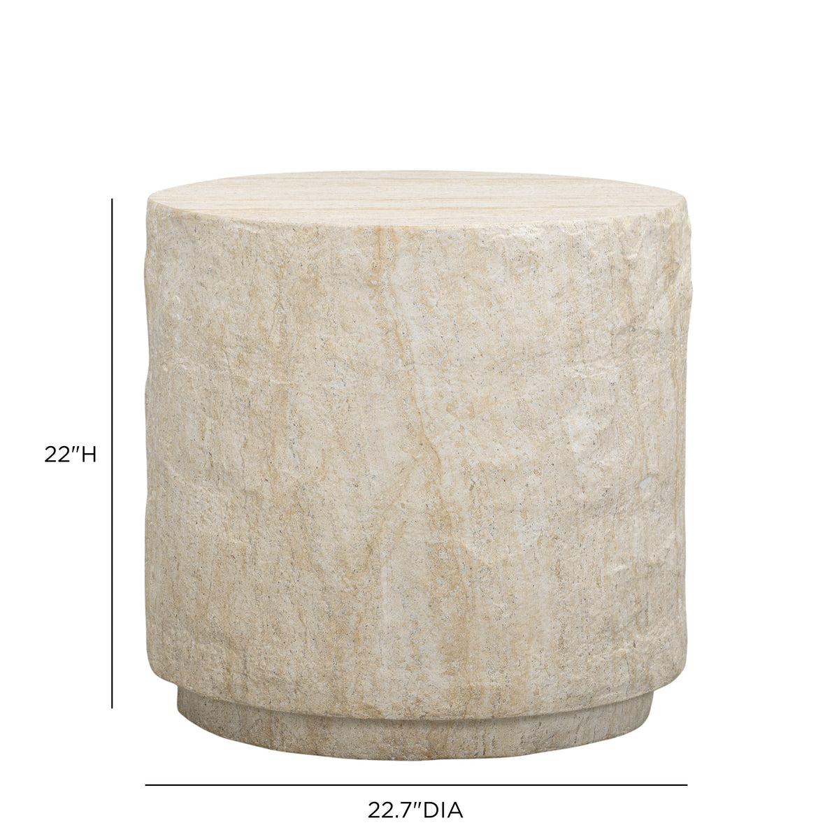 Roxanne Faux Travertine Indoor/Outdoor Concrete Side Table by TOV Furniture – photo 6 of 6