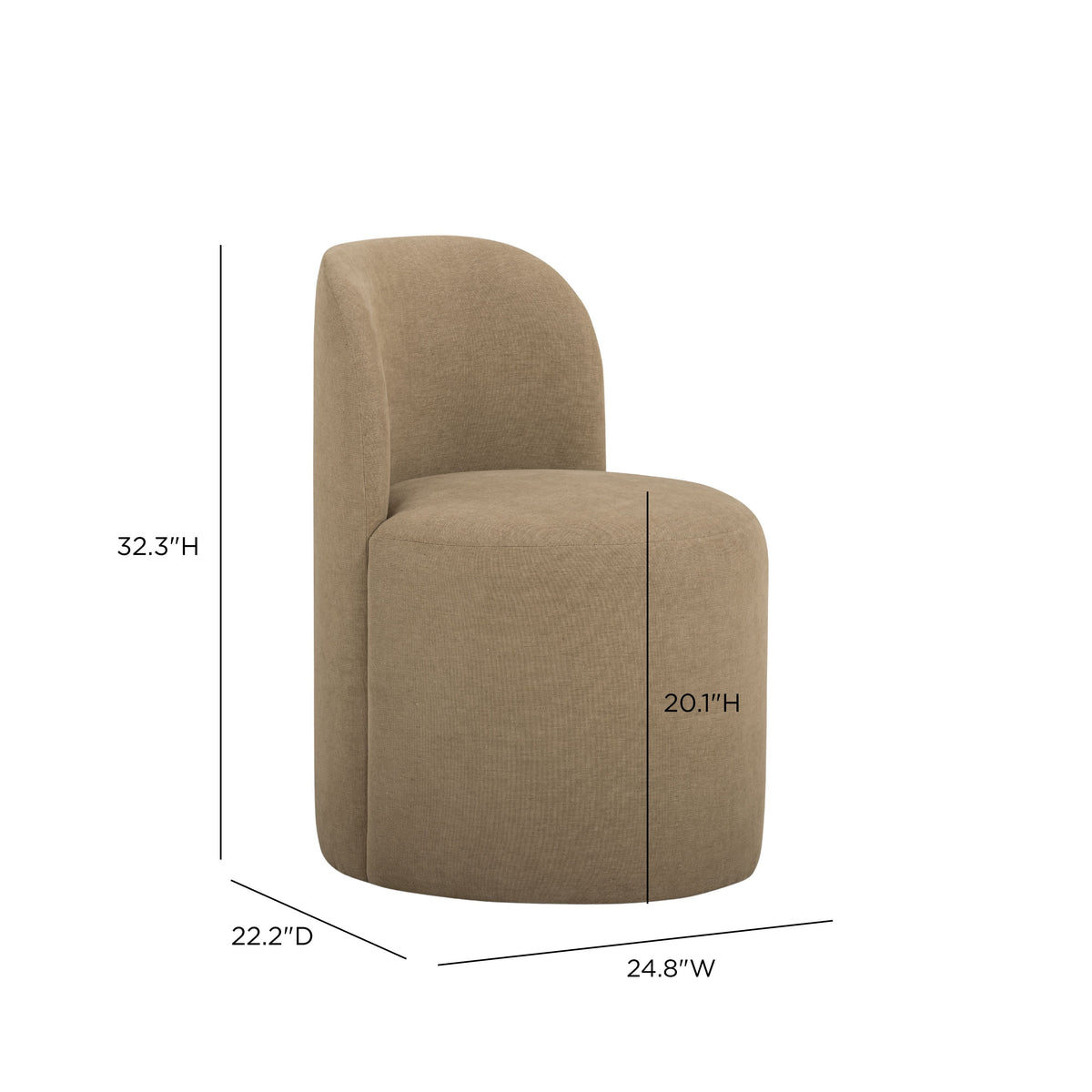 Persa Round Back Light Brown Performance Chenille Dining Chair by TOV Furniture – photo 7 of 7