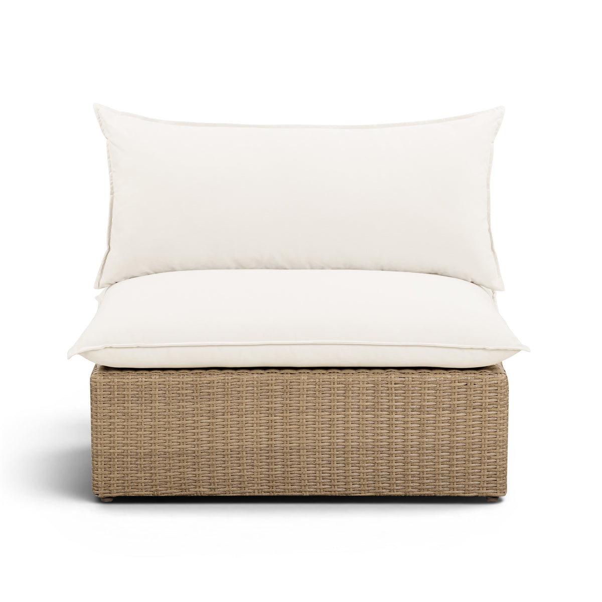 Cali Natural Performance Fabric & Brown Wicker Outdoor Armless Chair by TOV Furniture – photo 1 of 5