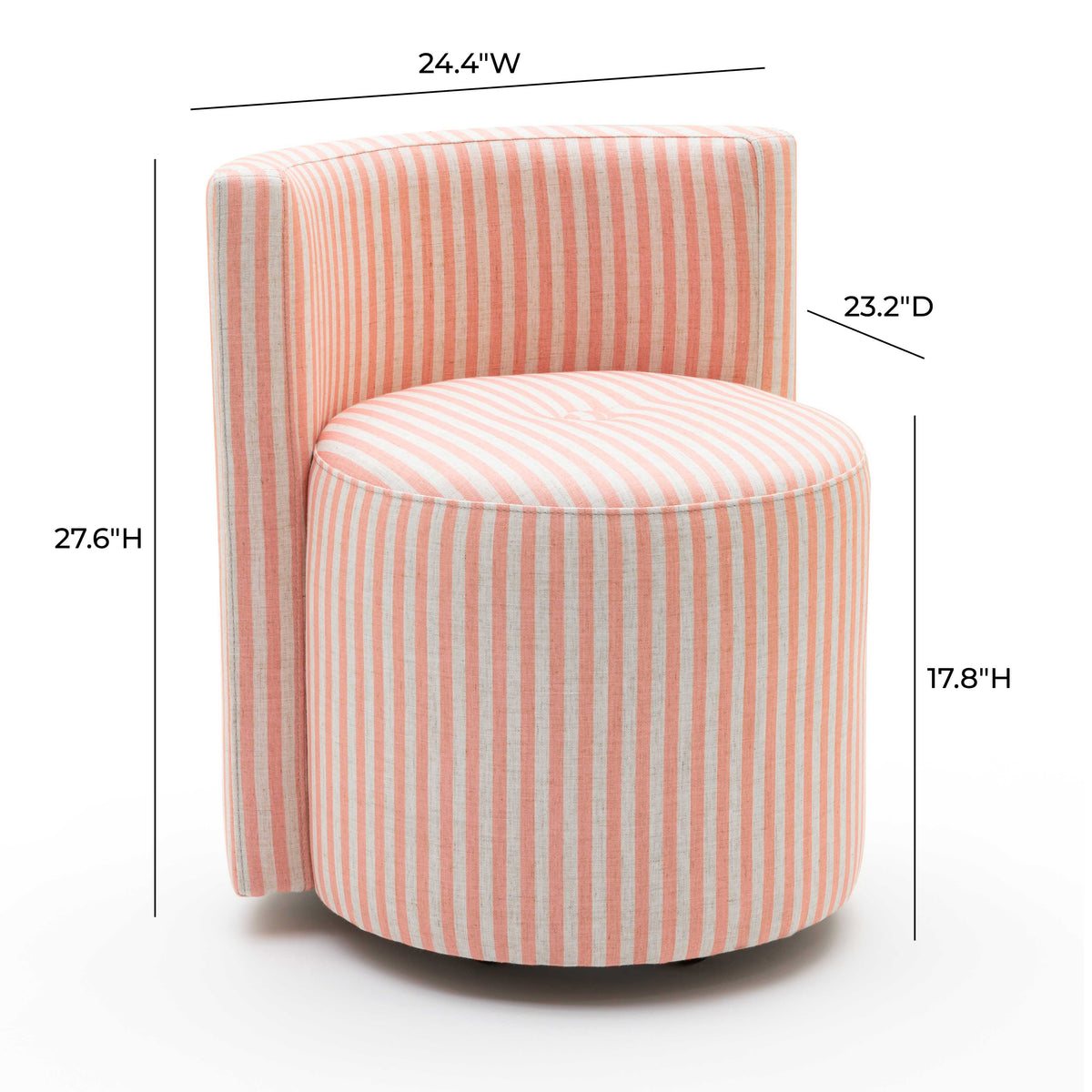 Alyssa Pink Striped Performance Linen Rolling Desk Chair by TOV Furniture – photo 5 of 6