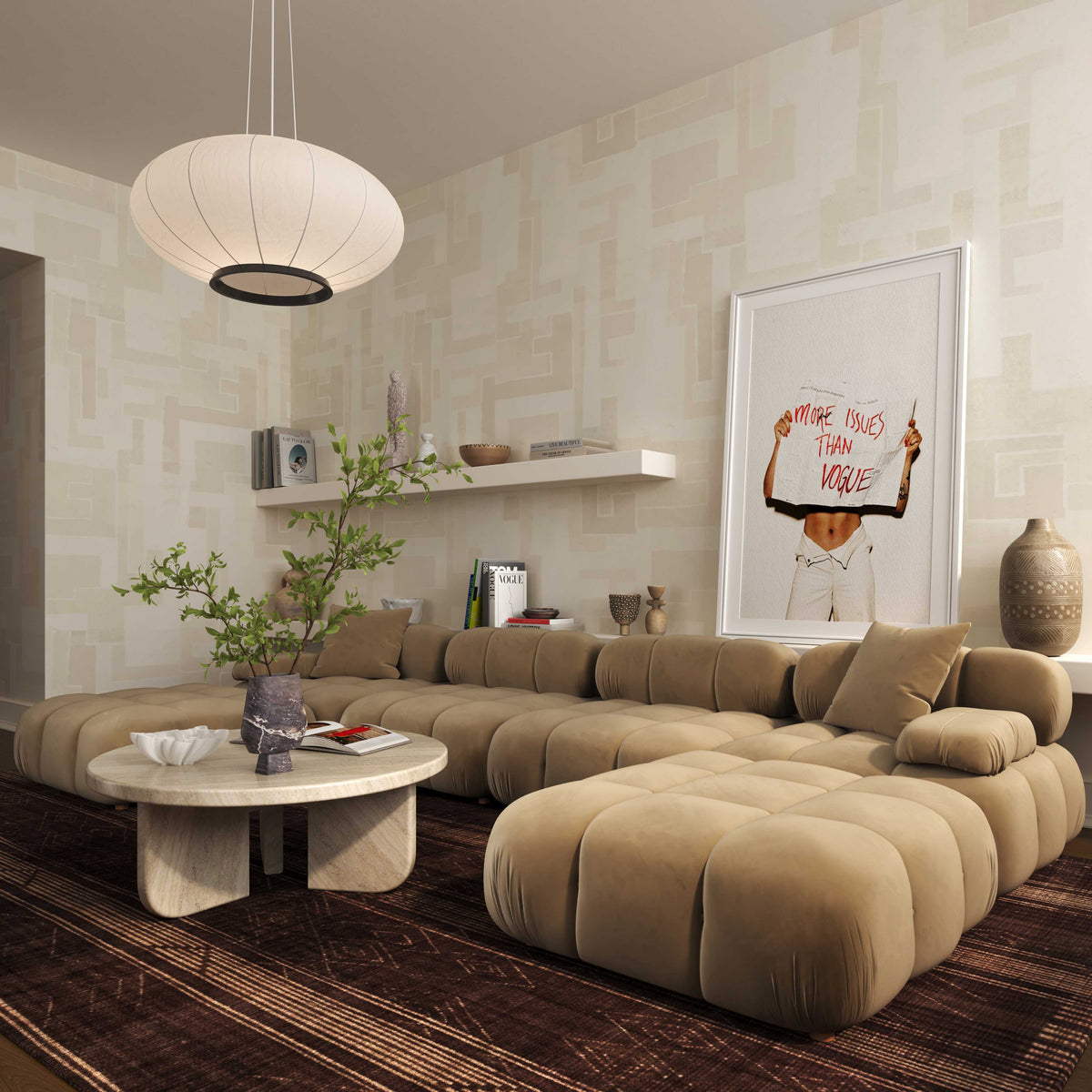 Calliope 6-piece Cafe Au Lait Performance Velvet Modular U-Sectional by TOV Furniture – photo 2 of 6