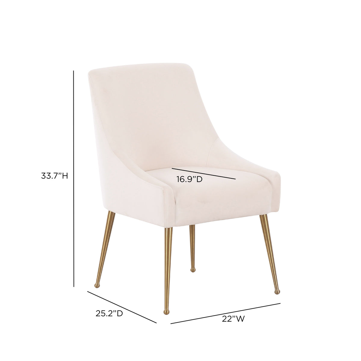 Beatrix Cream Performance Velvet Dining Chair by TOV Furniture – photo 9 of 9
