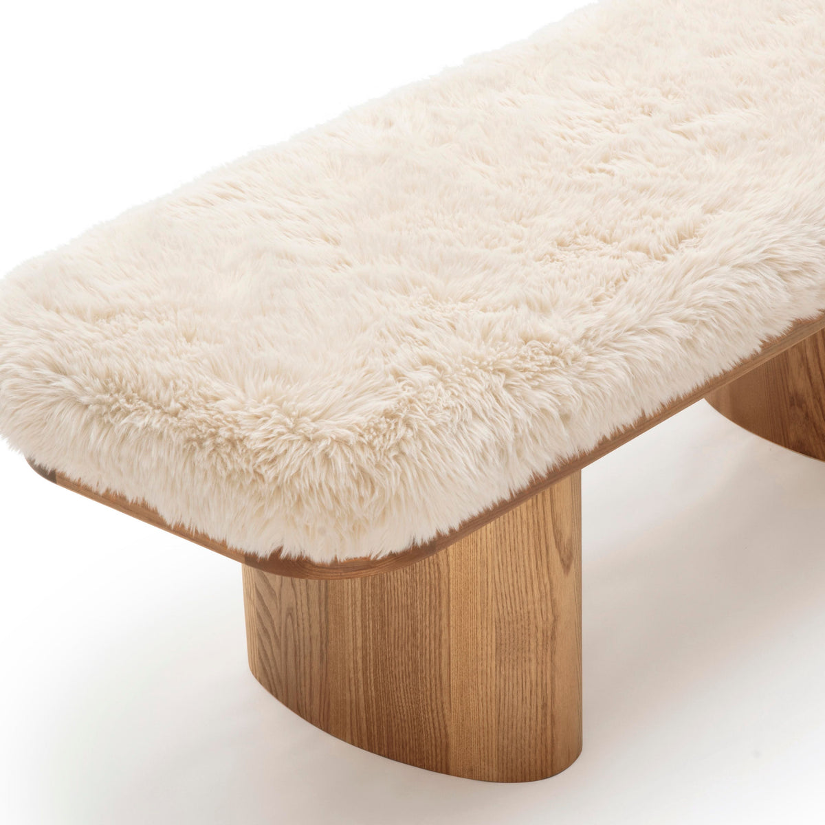 Ollie Natural Contract-Grade Straight Vegan Shearling Bench by TOV Furniture – photo 5 of 7