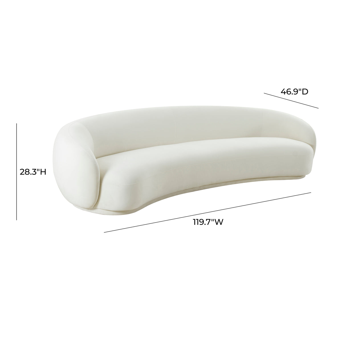 Kendall Cream Performance Velvet 120" Sofa by TOV Furniture – photo 5 of 5