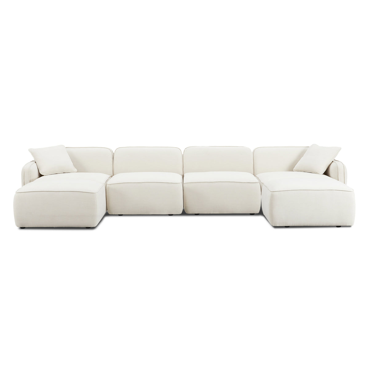 Travie 6-Piece Sand Upcycled Performance Linen Modular U-Sectional by TOV Furniture – photo 1 of 8