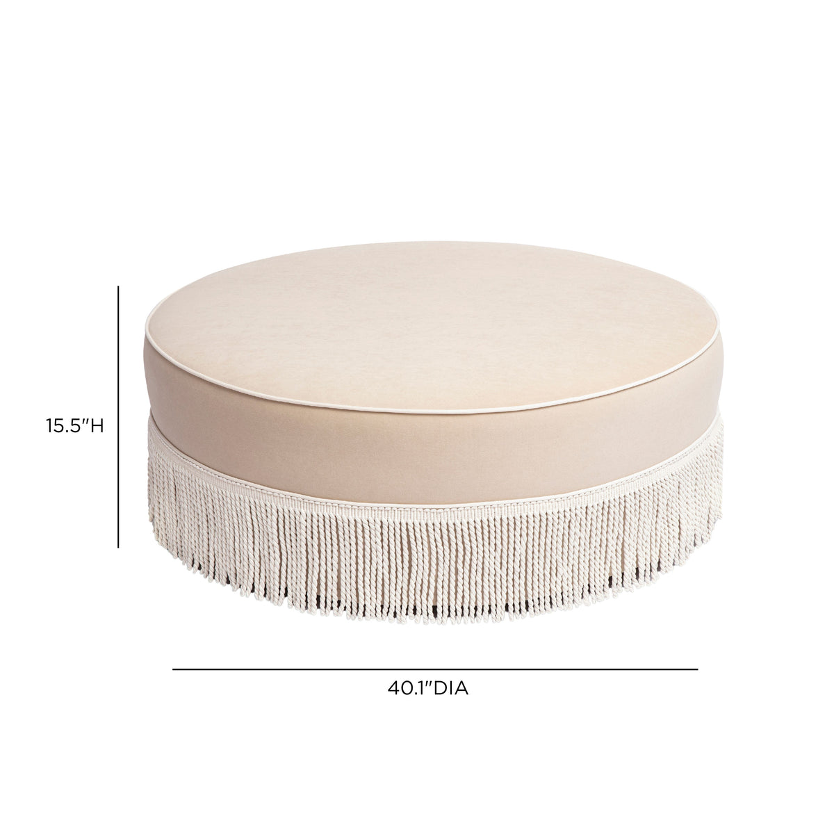 Tassy Tan Tasseled Round Ottoman by TOV Furniture – photo 7 of 7