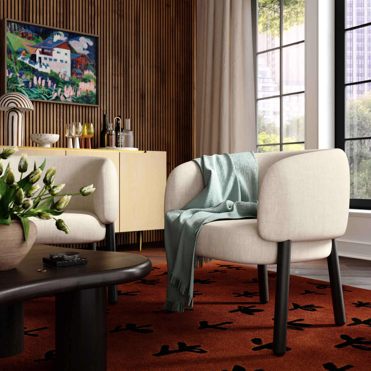 Foxy Cream Performance Basketweave Chenille Accent Chair by TOV Furniture – photo 2 of 8
