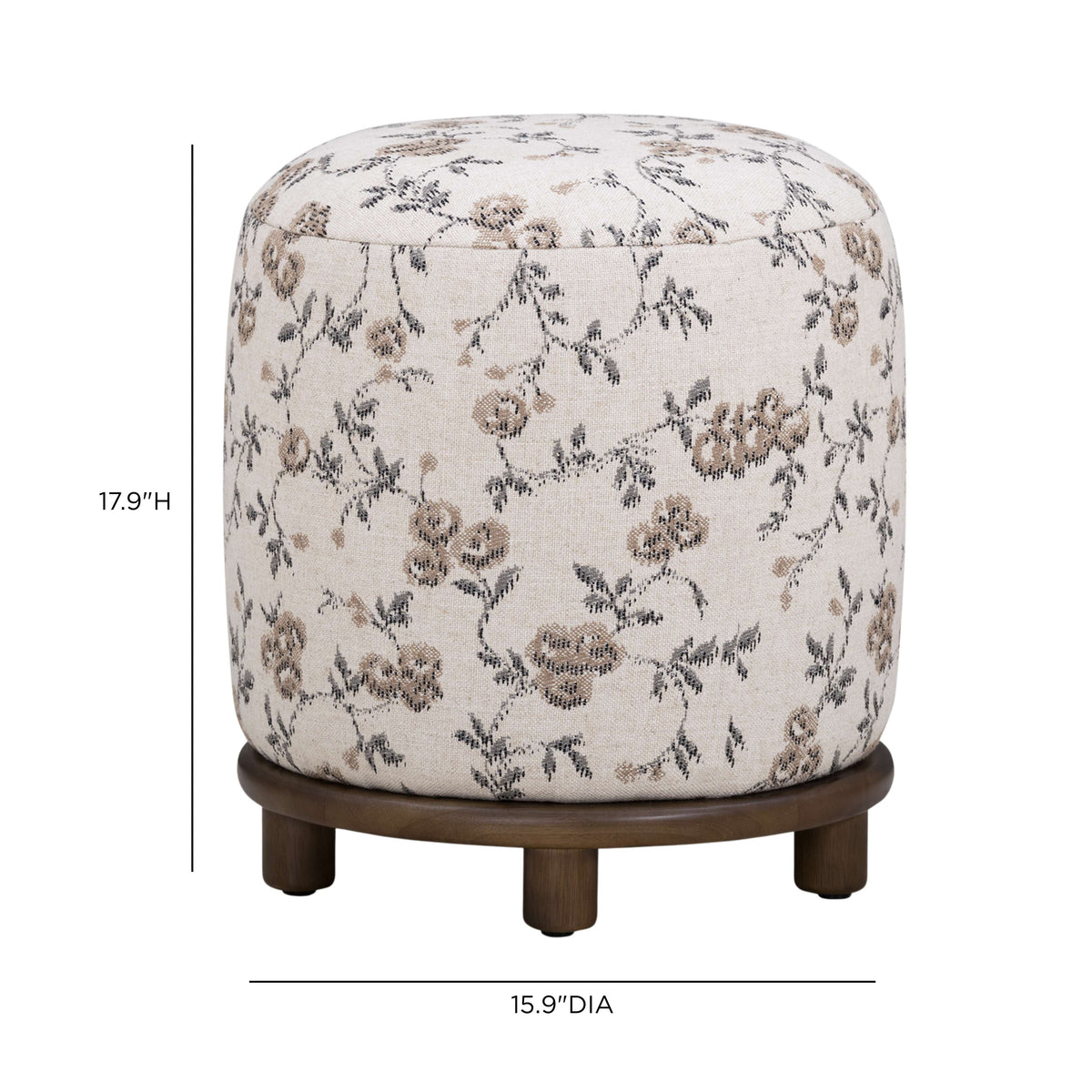 Bisou Beige Floral Jacquard Ottoman by TOV Furniture – photo 6 of 6