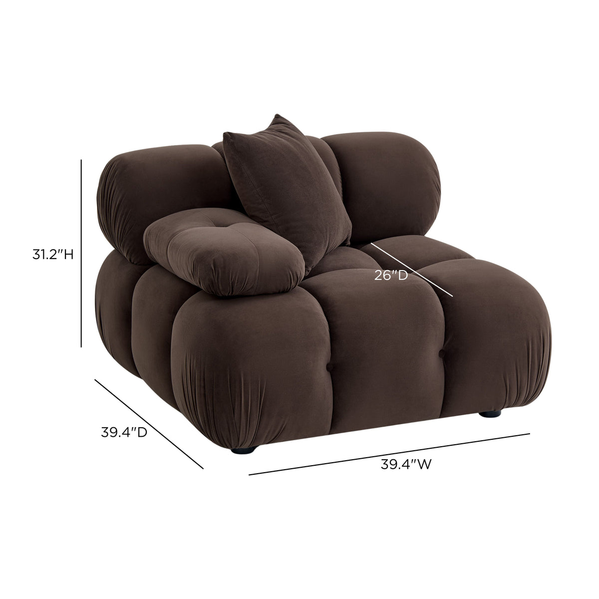 Calliope Dark Brown Performance Velvet Modular Corner Chair by TOV Furniture – photo 7 of 7