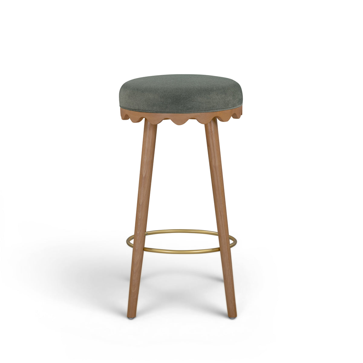Oodle Green Performance Vegan Mohair Light Walnut Bar Stool by TOV Furniture – photo 3 of 6