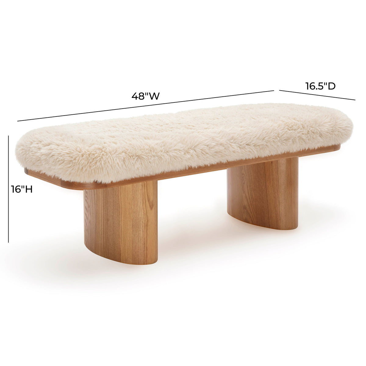 Ollie Natural Contract-Grade Straight Vegan Shearling Bench by TOV Furniture – photo 6 of 7