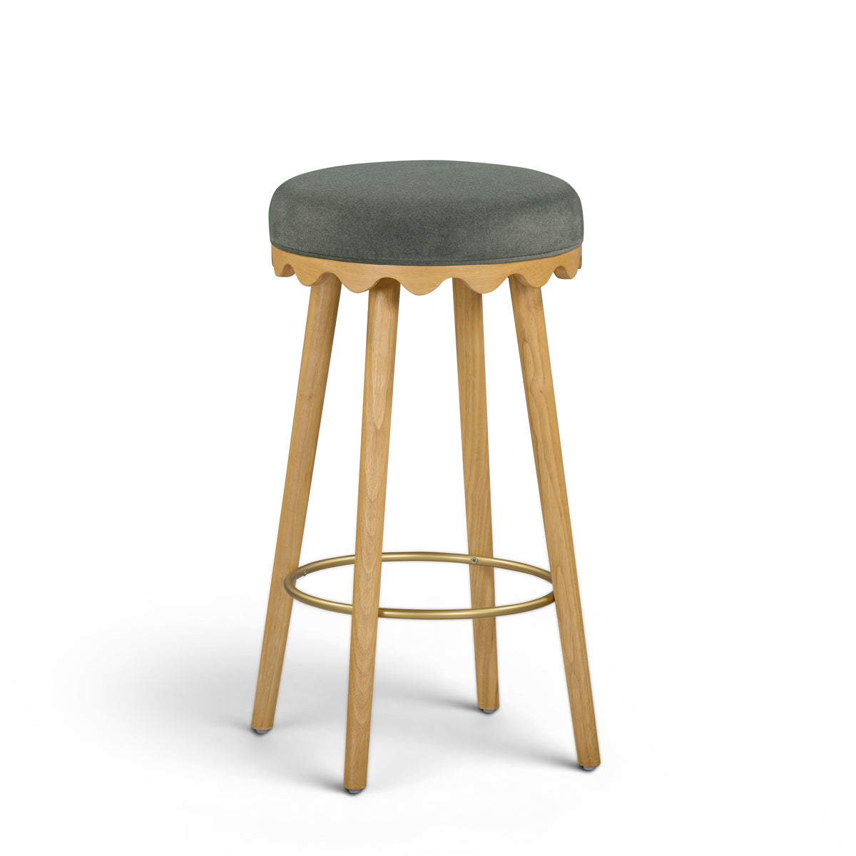 Oodle Green Performance Vegan Mohair Natural Bar Stool by TOV Furniture – photo 1 of 6