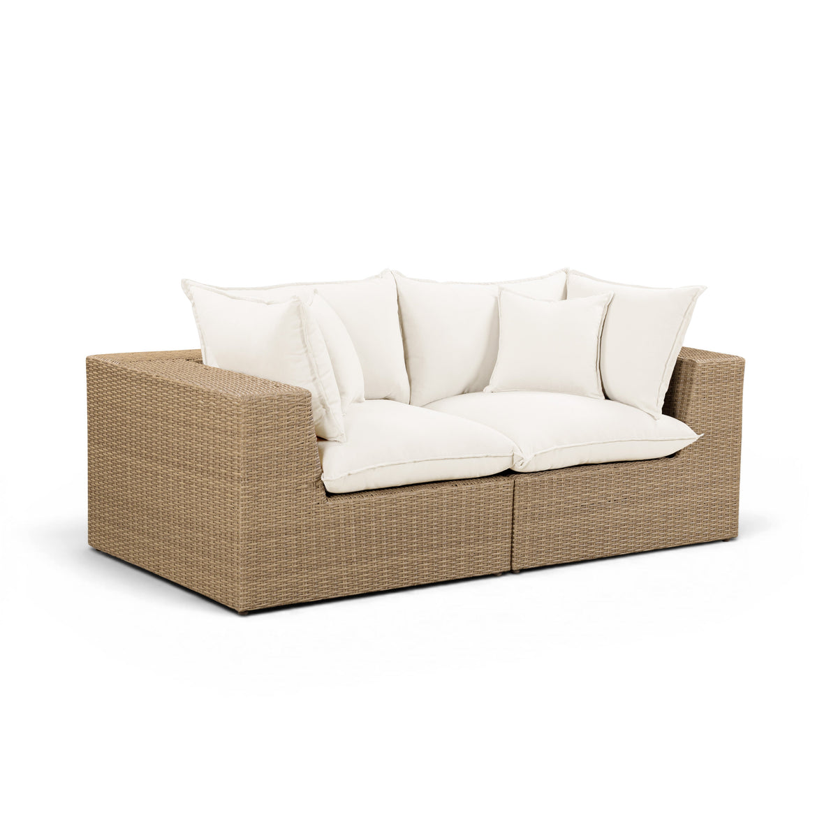 Cali Natural Performance Fabric & Brown Wicker Modular Outdoor Loveseat by TOV Furniture – photo 2 of 6