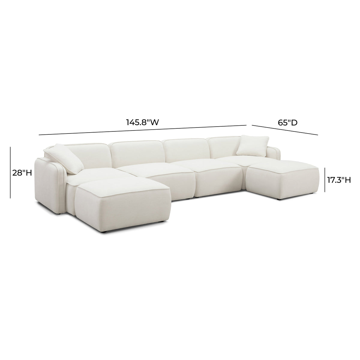 Travie 6-Piece Sand Upcycled Performance Linen Modular U-Sectional by TOV Furniture – photo 7 of 8