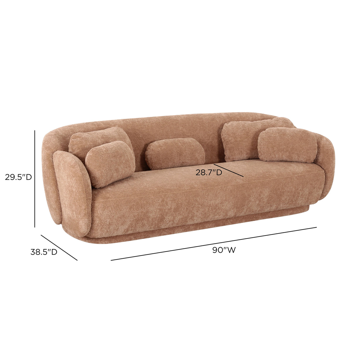 Misty 90" Tan Textured Knubby Fabric Sofa by TOV Furniture – photo 7 of 7