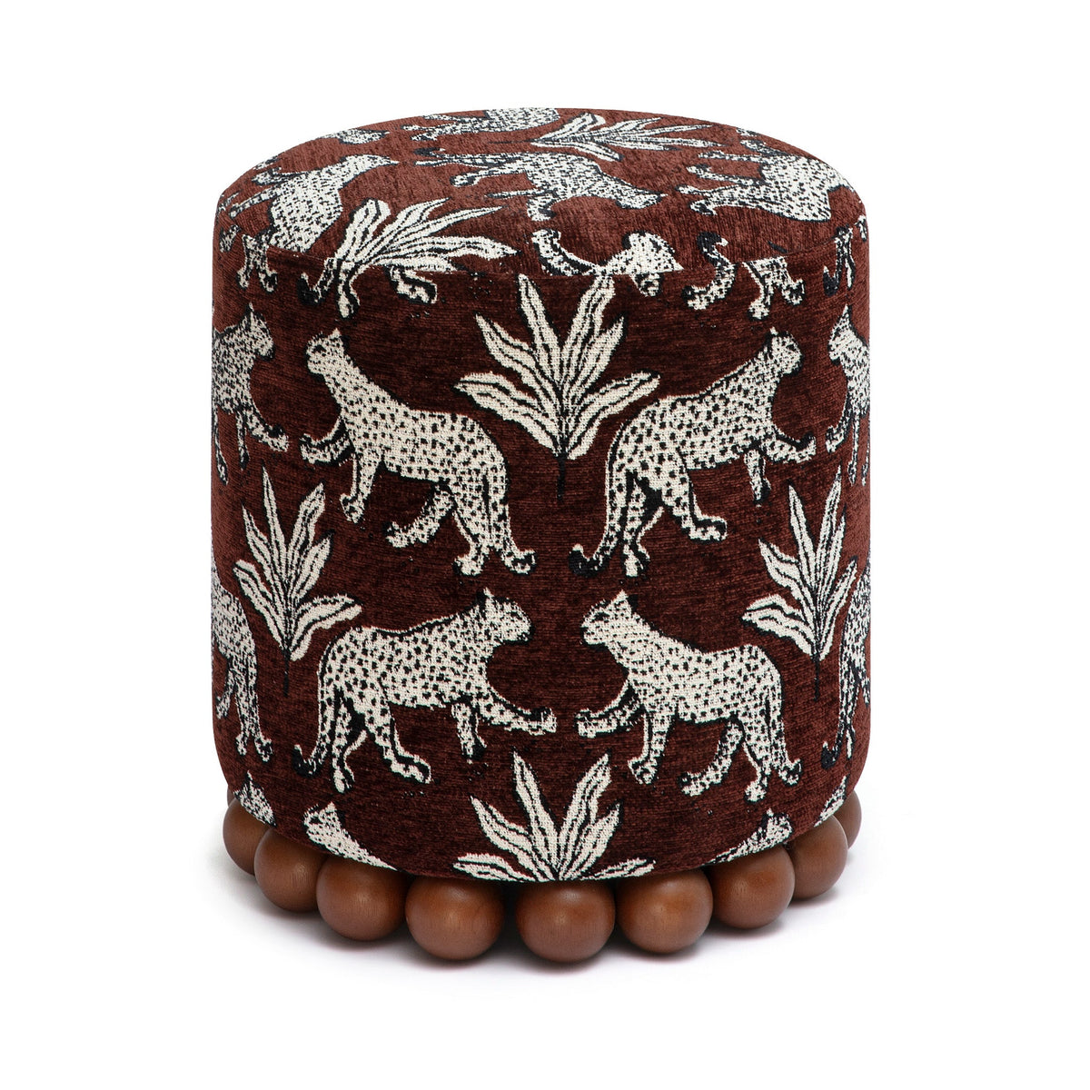 Dex Brown Leopard Jacquard Ottoman by TOV Furniture – photo 3 of 8