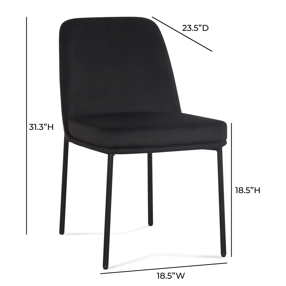 Sydney Black Performance Velvet Dining Chair - Set of 2 by TOV Furniture – photo 7 of 7