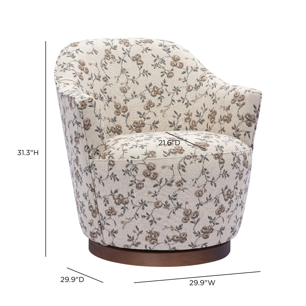 Skyla Swivel Accent Chair in Beige Floral by TOV Furniture – photo 7 of 7