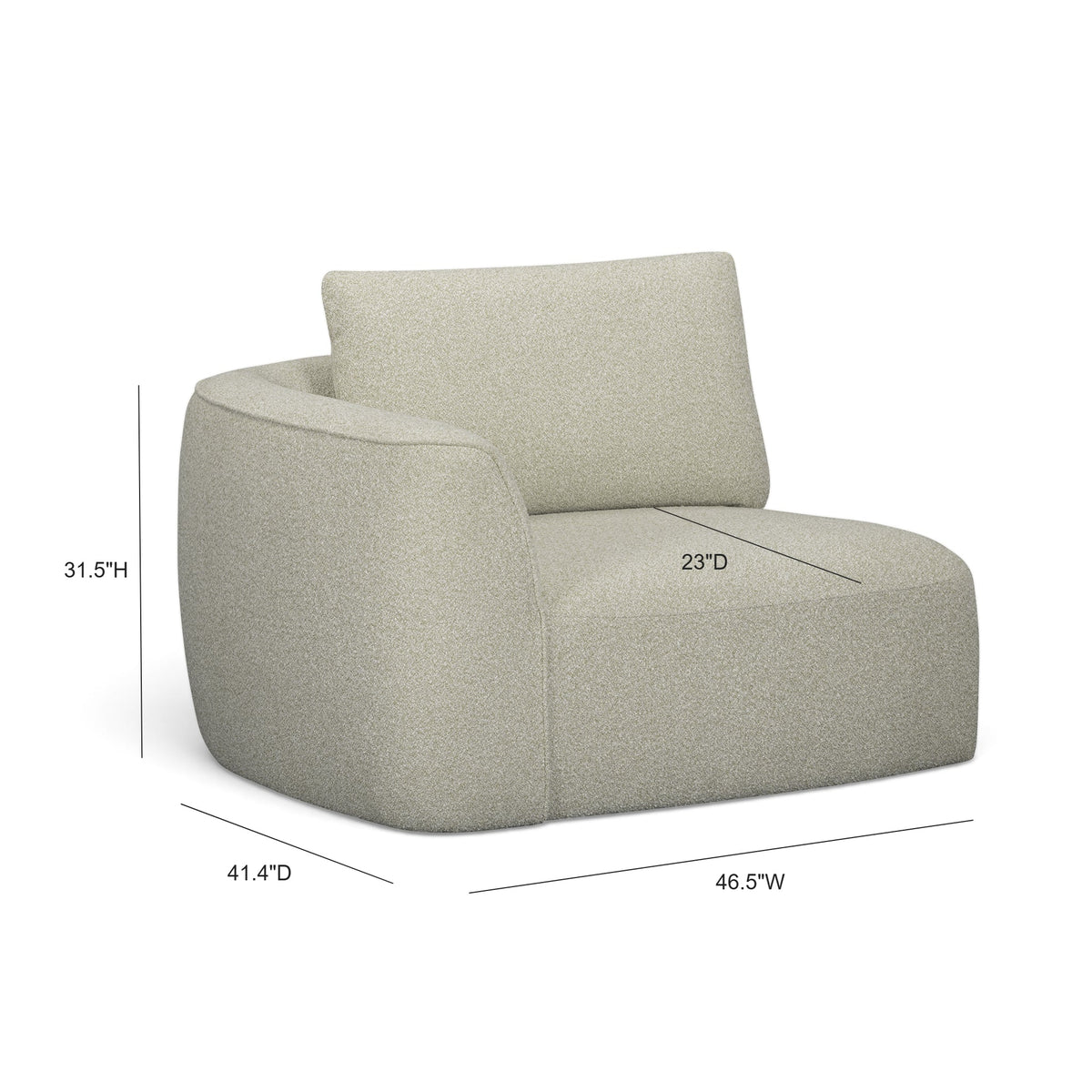 Noor XL 47" Modular Corner Chair in Wheat / LAF by TOV Furniture – photo 6 of 6