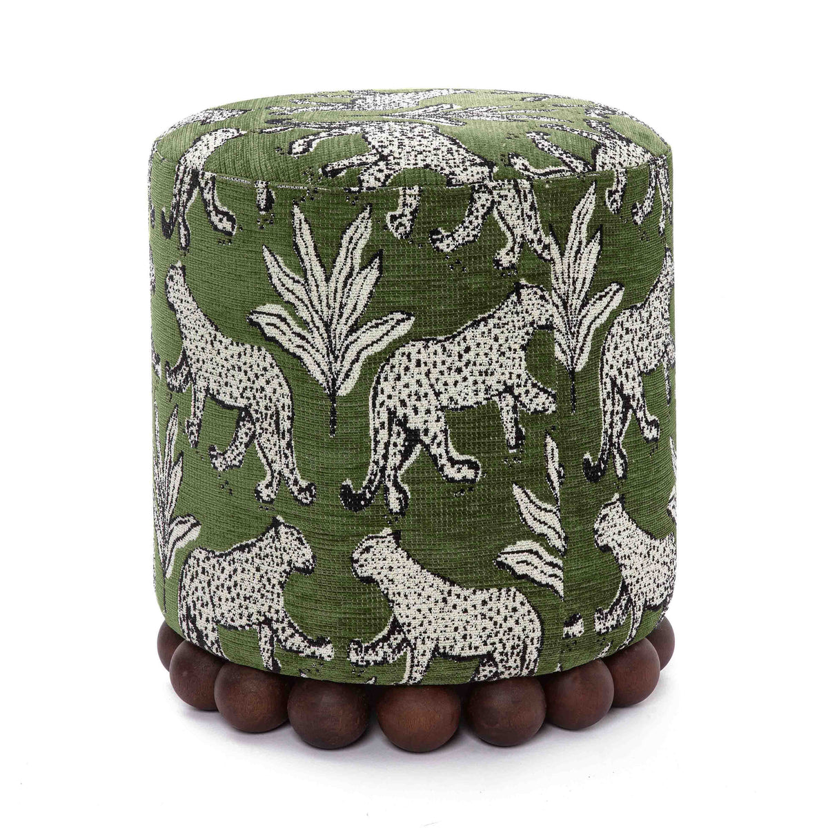 Dex Olive Green Leopard Performance Jacquard Ottoman by TOV Furniture – photo 3 of 6